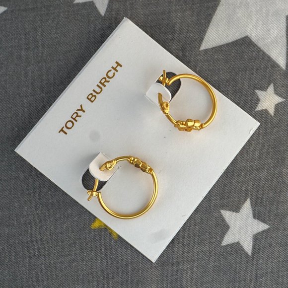 Tory Burch Small Eleanor Hoop Earrings in Rolled Brass (Brand New with Dust Bag) - Picture 4 of 6